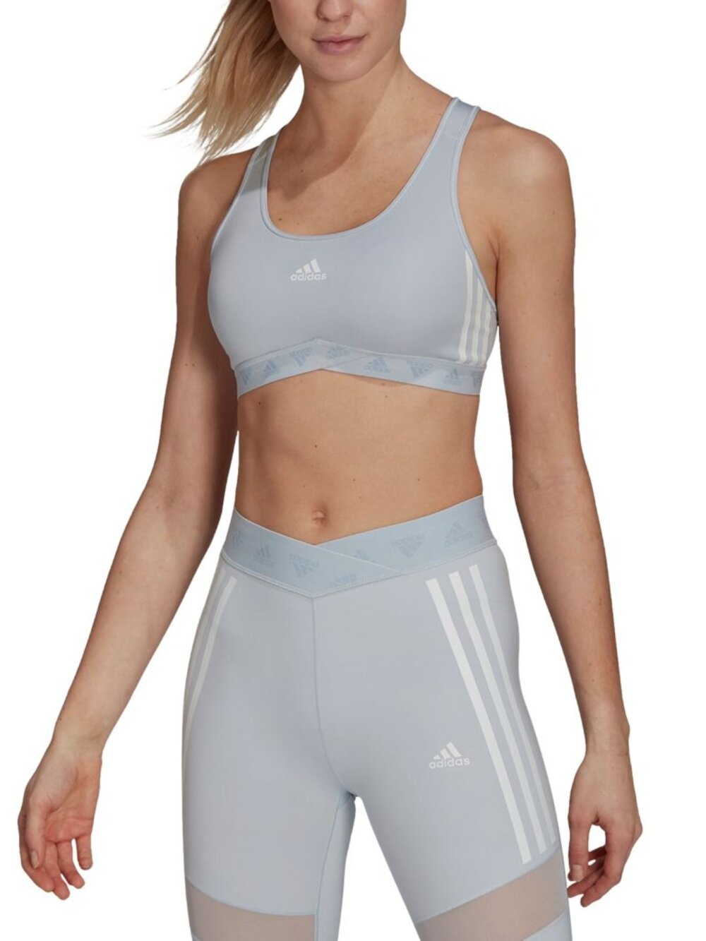 adidas Womens Activewear Mesh Cross-Back Medium-Support Sports Bra